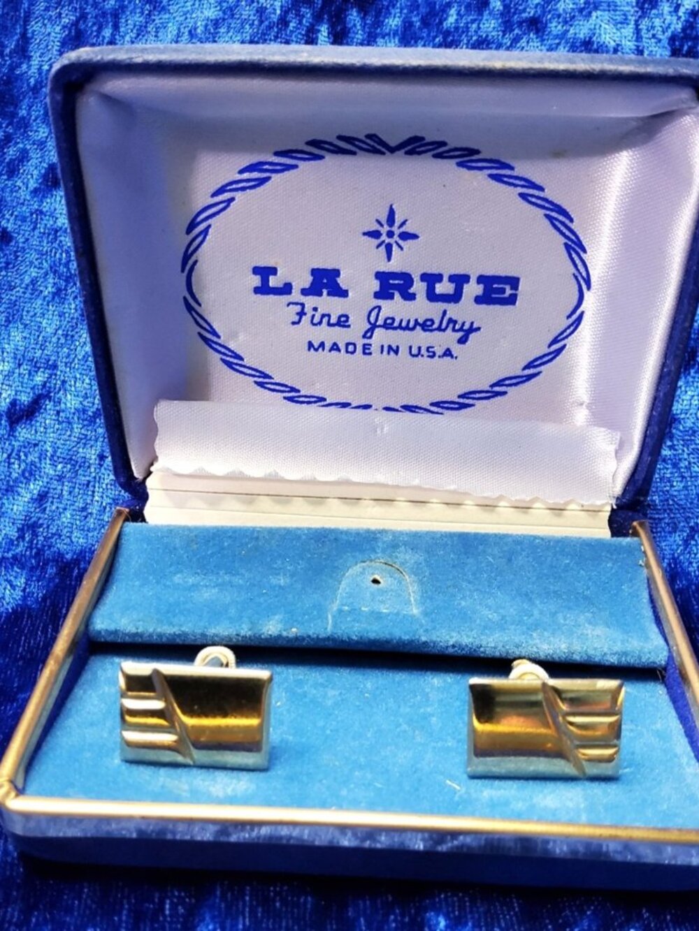 Vintage 1950s La Rue Gold Tone Designer Cuff Links